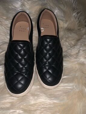Quilted Black Slip-On Sneakers